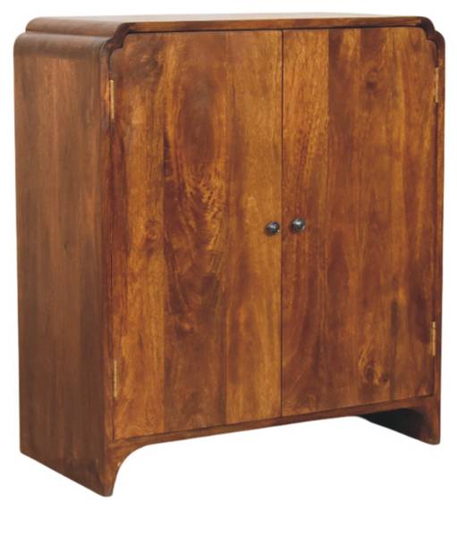 Kast Newton bruin - mango - messing - 70 x 80 x 35 cm