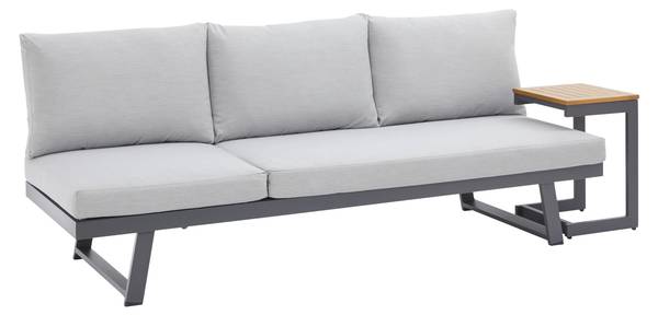 Gartenbank LOAN Grau - Metall - Massivholz - Textil - 210 x 84 x 78 cm