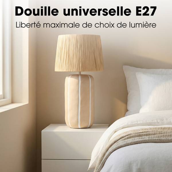 Tischlampe Denton Beige - Keramik - 33 x 61 x 33 cm