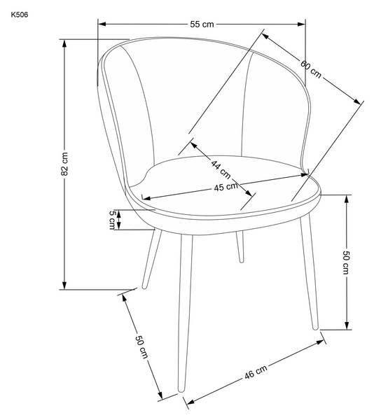 Stuhl K506 Textil - 55 x 82 x 60 cm