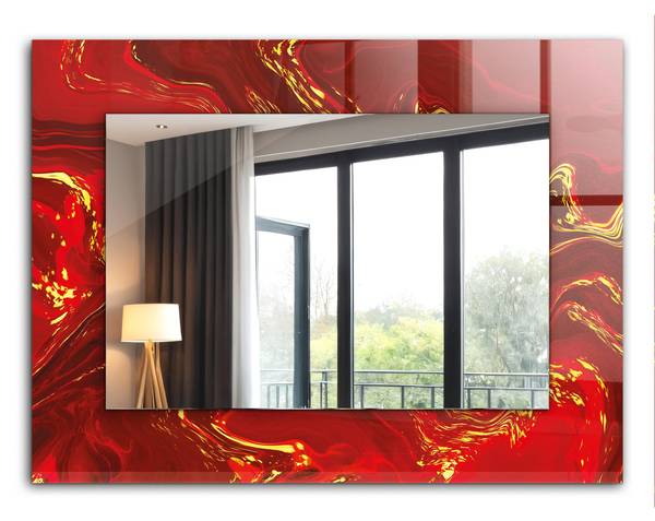 Wandspiegel Abstrakte rote Farbe Höhe: 80 cm