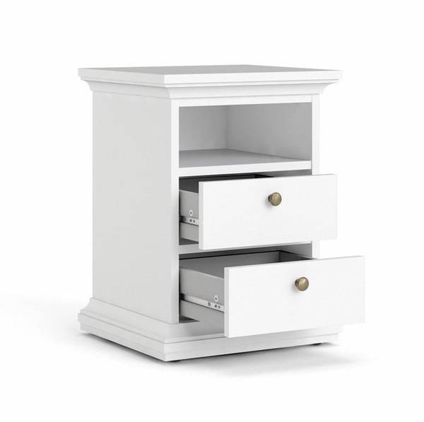 Nachttisch Venedig Weiß - Holz teilmassiv - 44 x 59 x 40 cm