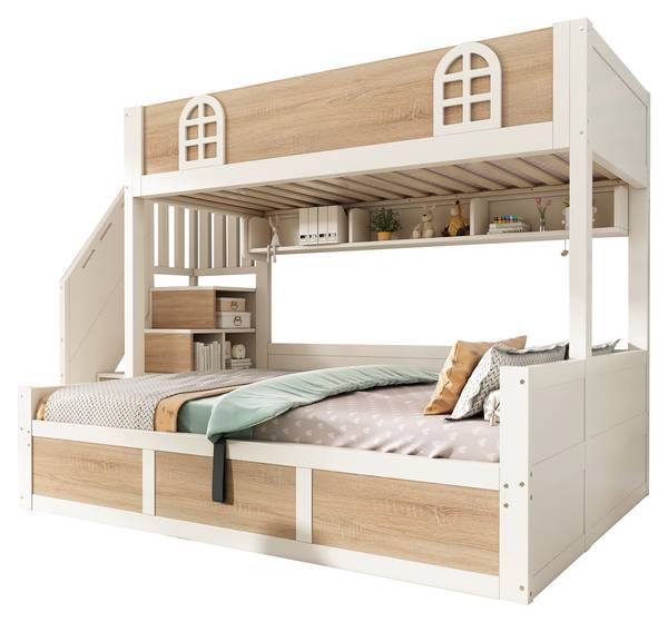 Etagenbett NaturWoody Ⅰ Braun - Holzwerkstoff - 145 x 155 x 253 cm