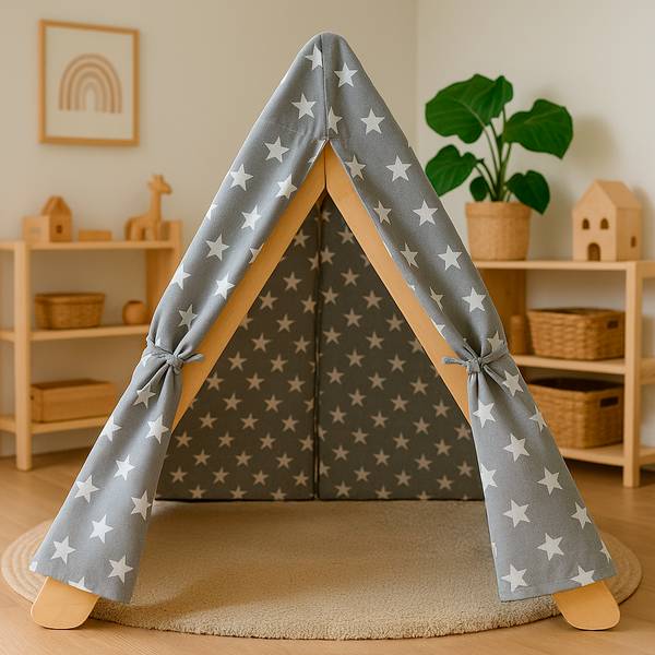Abdeckung für Pikler-Dreieck Grau - Mischgewebe - 67 x 66 x 75 cm