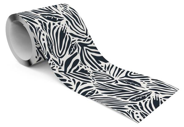Tapetenbordüre schwarz-weiß BLÄTTER Schwarz - Weiß - Fleece - 10 x 300 x 300 cm
