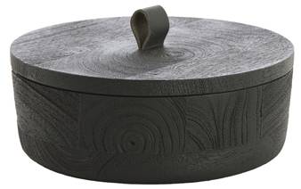 Aufbewahrungskorb VATLA Schwarz - Holz teilmassiv - 19 x 7 x 19 cm