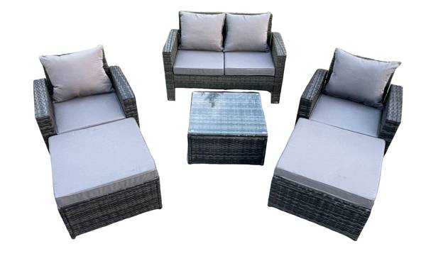 Patio Gartenmöbel Set Sofa G(6er-Set) Grau - Webstoff - 70 x 74 x 124 cm