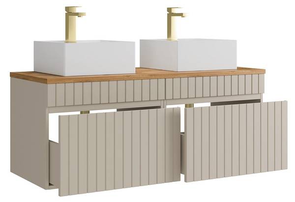 Doppelwaschtisch SATARA Beige - Holz teilmassiv - 120 x 46 x 46 cm