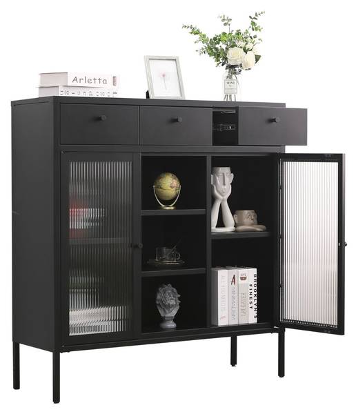 Kommode Paris Schwarz - Metall - 105 x 110 x 35 cm