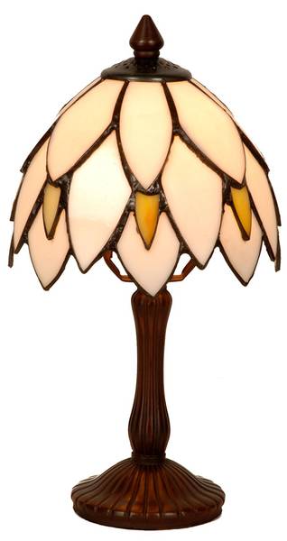 Tiffany Tischlampe Adele Beige - Glas - 18 x 34 x 18 cm