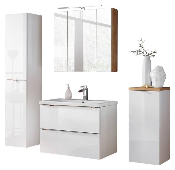 Badmöbel-Set TOSKANA-56-492 4er-Set Weiß - Holzwerkstoff - 190 x 190 x 46 cm