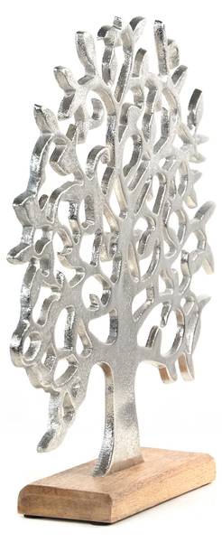 Skulptur  Lebensbaum Albero Silber - Massivholz - 38 x 37 x 8 cm