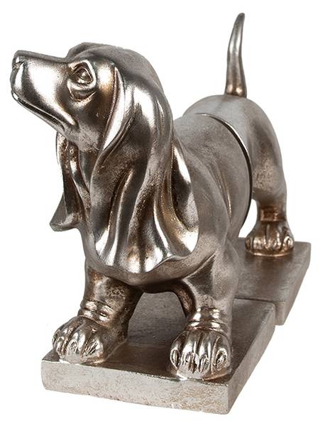 Buchstützen Hund Dackel LottaD 2er Set Silber - Kunststoff - 12 x 19 x 36 cm