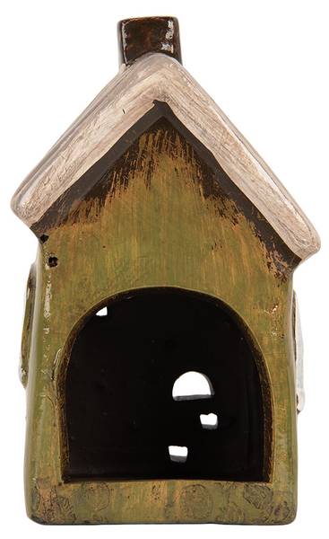 Teelichthalter Haus Alphen aan den Rijn Grün - Keramik - 7 x 15 x 9 cm