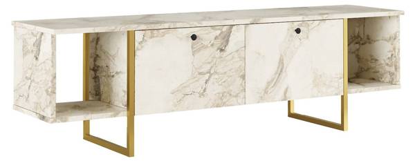 Fernsehschrank Adalberta Weiß - Massivholz - 160 x 48 x 40 cm