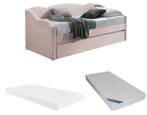 Sofabett LENVIA Pink - Textil - 96 x 81 x 207 cm