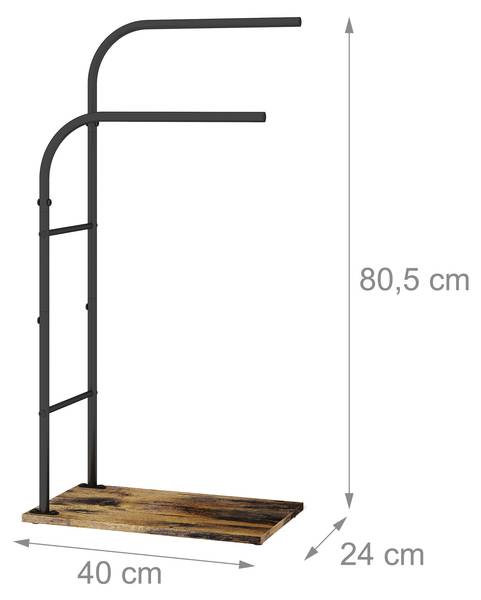 Porte-serviettes industriel tablette Noir - Marron - Acier - 40 x 81 x 24 cm