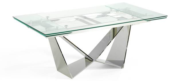 Table à manger 1027 Acier - Verre acrylique - 160 x 75 x 90 cm