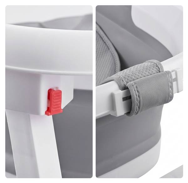 Faltbare Babybadewanne mit Gestell Grau - Weiß - Eisen - 68 x 84 x 52 cm