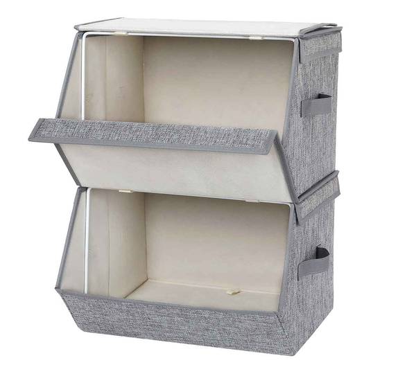 2er-Set Aufbewahrungsbox Faltbox Malabo Grau - Textil - 25 x 35 x 38 cm