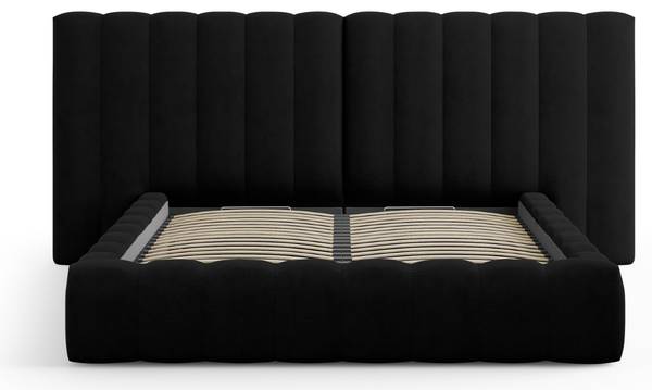 Opbergbed en 2x hoofdbord KELP zwart