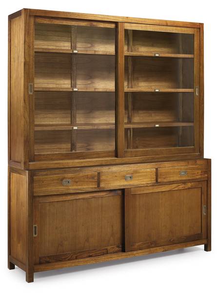 Standvitrine Star VI Braun - Holz teilmassiv - 180 x 125 x 40 cm