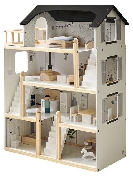 Puppenhaus LYONNAISE 19 tlg Braun - Holzwerkstoff - 32 x 81 x 61 cm