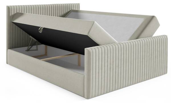 Boxspringbett MANELLO Grau - Samt - 164 x 103 x 214 cm