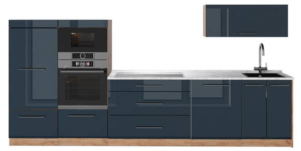 Küchenzeile Fame-Line 65754 Blau - Braun - Stahl - 340 x 154 x 60 cm