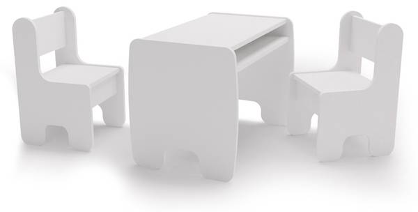 Kindertisch und Stühle Set Miki Weiß