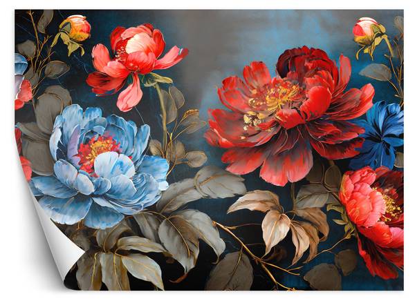 Papier peint fleurs peintes botanique 100 x 70 cm