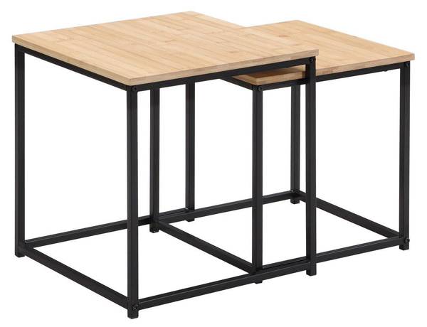 Beistelltischset KOKO Beige - Schwarz - Holzwerkstoff - Metall - 38 x 40 x 38 cm