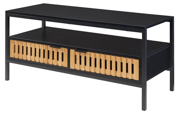 Couchtisch Luniehti Beige - Schwarz - Bambus - Holzwerkstoff - Metall - 40 x 48 x 100 cm