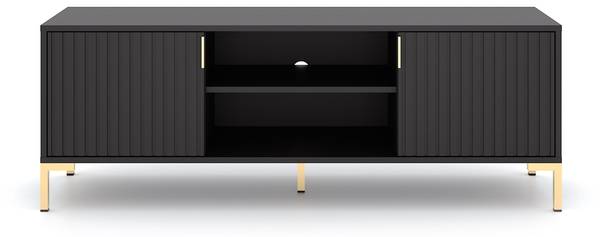 Tv lowboard FLINN RTV140 2D Schwarz - Melamin - 140 x 50 x 40 cm