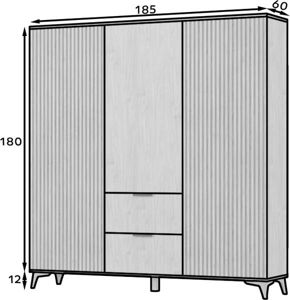 Kleiderschrank Seewen Braun - Holzwerkstoff - 185 x 192 x 60 cm