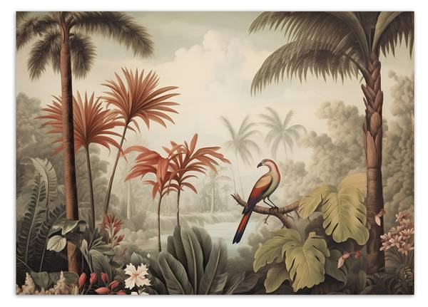 Fotobehang tropische vogel in de jungle 250 x 175 cm