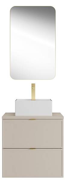 Einzelwaschtisch ONDIL Beige - Holz teilmassiv - 45 x 60 x 60 cm