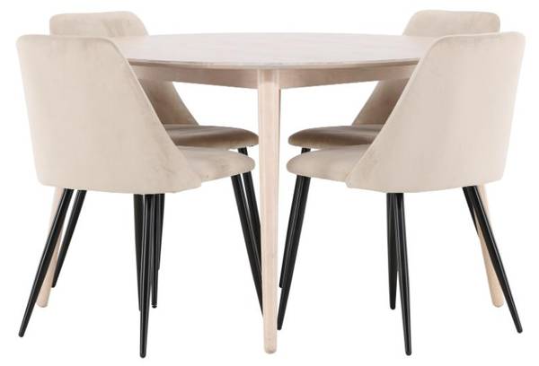Essgruppe Flora 5-teilig Beige - Weiß - Polyester - Webstoff - 120 x 75 x 120 cm