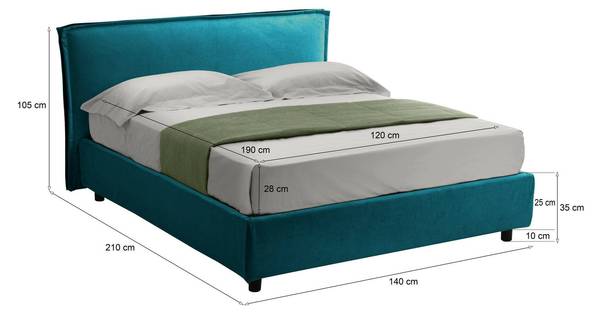 Französisches Bett Broni Blau - Metall - 210 x 105 x 140 cm