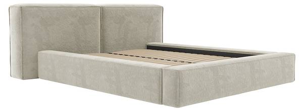 Bett mit Bettkasten TIMANO Beige - Textil - 206 x 90 x 249 cm