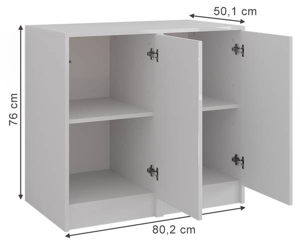 Sideboard Sherry 57722 wit - plaatmateriaal op houtbasis - 81 x 76 x 50 cm
