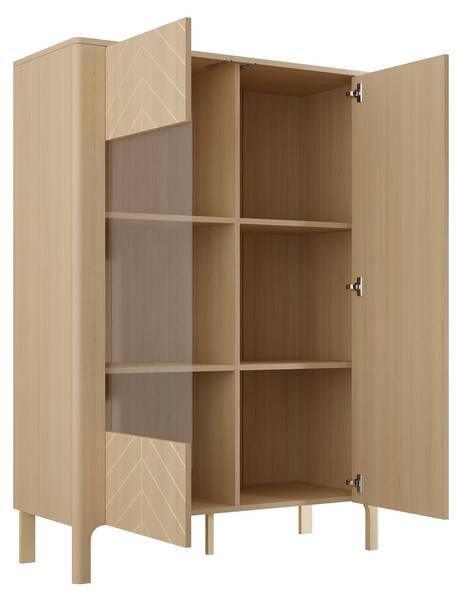 Vitrine mit LED Malumi Braun - Holzwerkstoff - 103 x 146 x 41 cm