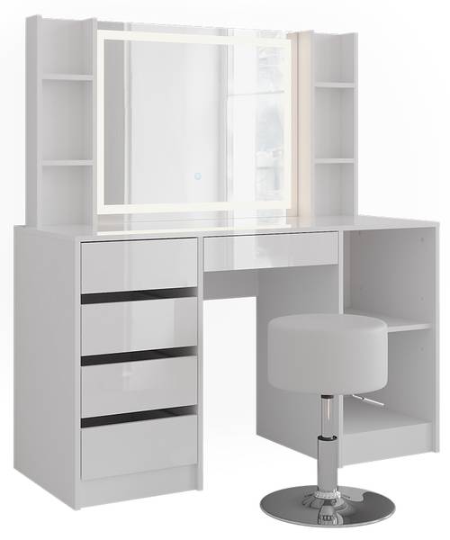 Schminktisch Sherry 57632 4er Set Weiß - Holzwerkstoff - 129 x 141 x 51 cm