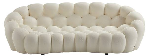 3-Sitzer Sofa Victoria Bubble Weiß - Kunstfell - 72 x 242 x 78 cm