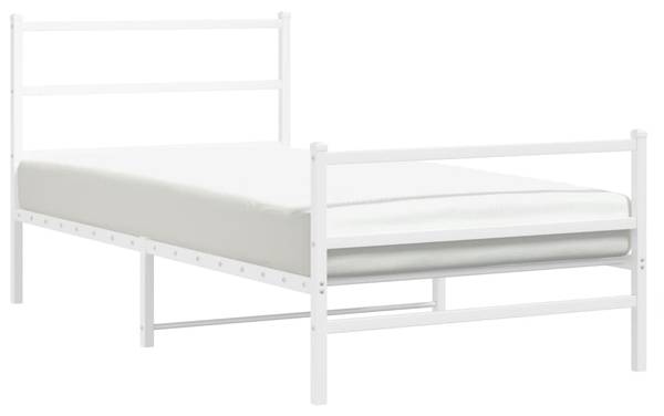 Bettgestell mit Kopf und Fußteil X953 Weiß - Metall - 105 x 90 x 196 cm