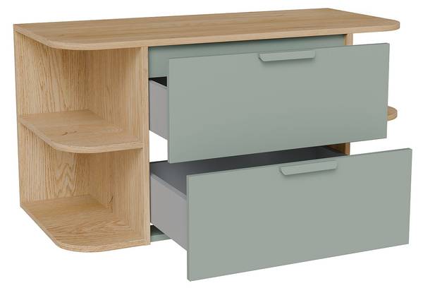 Waschbeckenunterschrank AVORELI Grün - Hellbraun