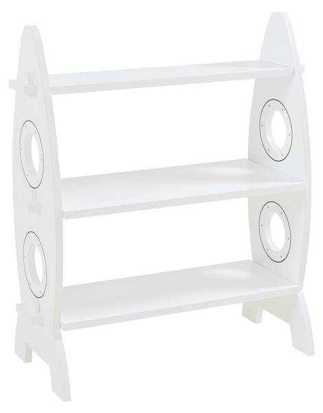 Kinder-Standregal Tårnby Raketenform Weiß - Holzwerkstoff - 55 x 70 x 25 cm