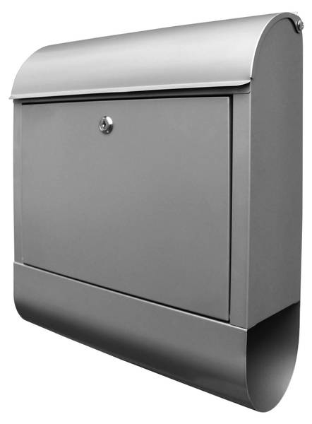 Briefkasten silber grau mit Zeitungsfach Grau - Stahl - 38 x 46 x 13 cm