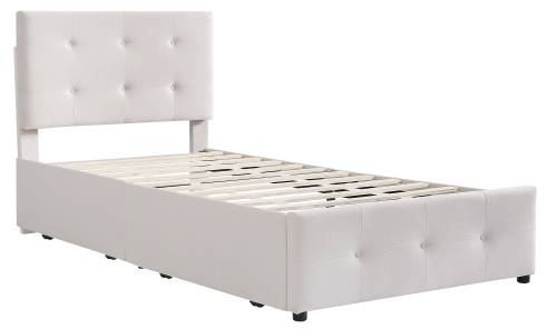 Einzelbett M053-01 Beige - Holzwerkstoff - 99 x 106 x 210 cm