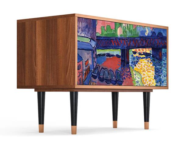 Sideboard S1 Walnuss Pink - Holzwerkstoff - 94 x 94 x 48 cm